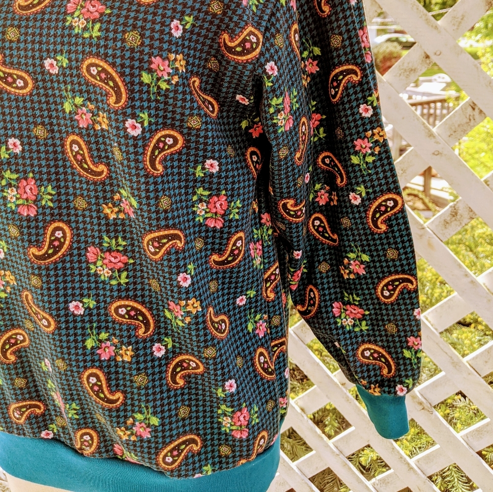 Vintage paisley houndstooth floral sweatshirt - Picture 3 of 7
